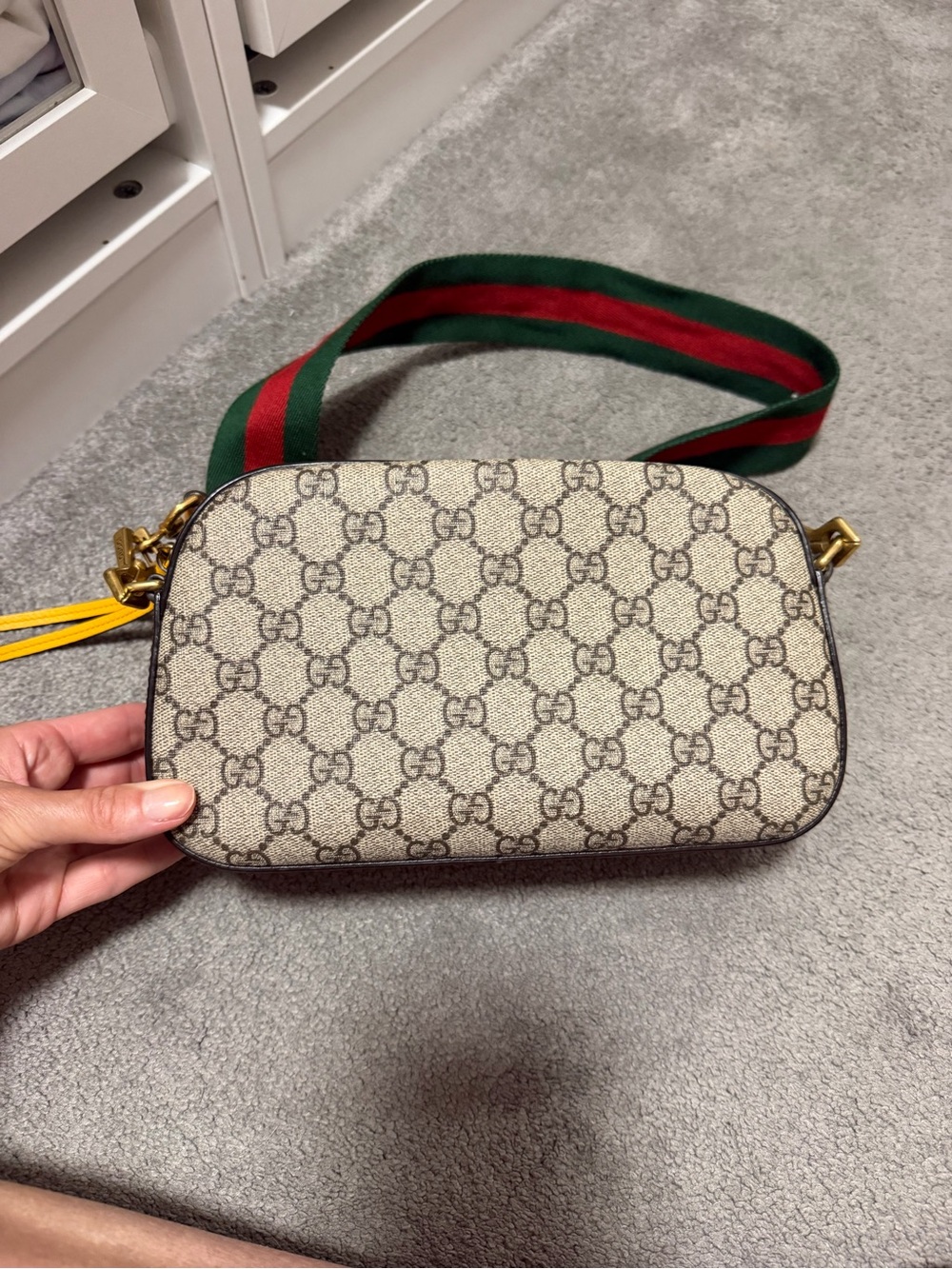 Gucci GG Supreme Canvas Crossbody with Green-Red Web Stripe - Picture 9 of 10